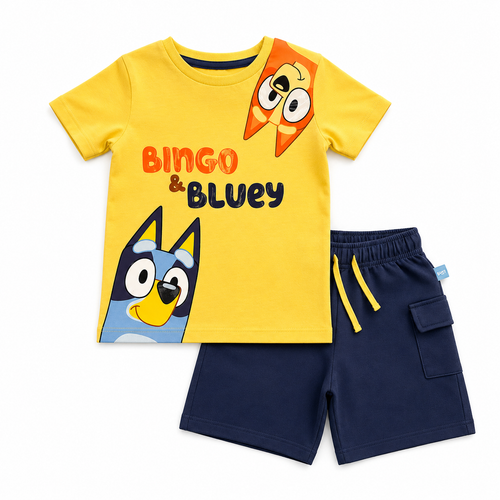 Conjunto Bluey Y Bingo Para Niños Shorts Y Playera