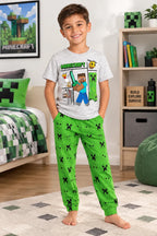 Pijama Minecraft Pantalón Y Playera Para Niños Gris Minecraft 12