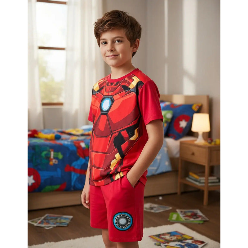 Pijama Iron Man Avengers niño tipo disfraz rojo