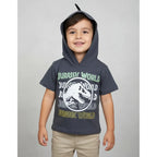 Playera Jurassic World bebé tipo disfraz con gorro y picos gris