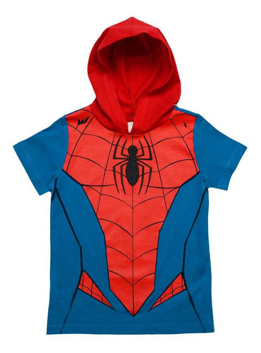 Playera Spider-man Tipo Disfraz Armadura Marvel Para Niños — Azul