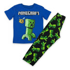 Pijama Minecraft Movie niño playera manga corta azul