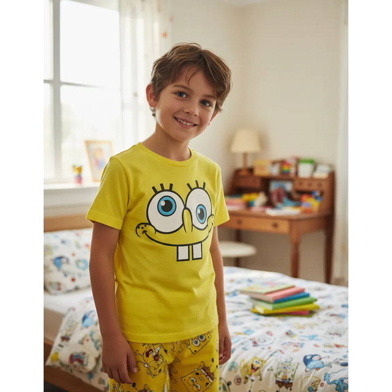 Pijama Bob Esponja para niño amarillo conjunto dos piezas