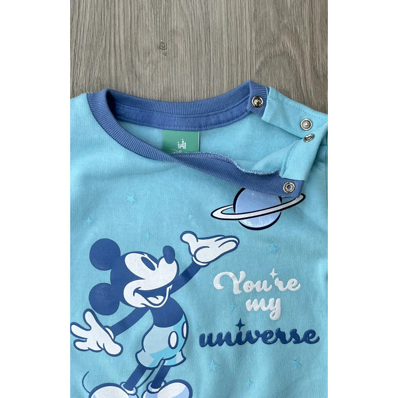 Conjunto Mickey Mouse bebé sudadera jogger celeste completo