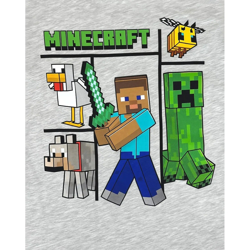 Pijama Minecraft niño vista frontal gris