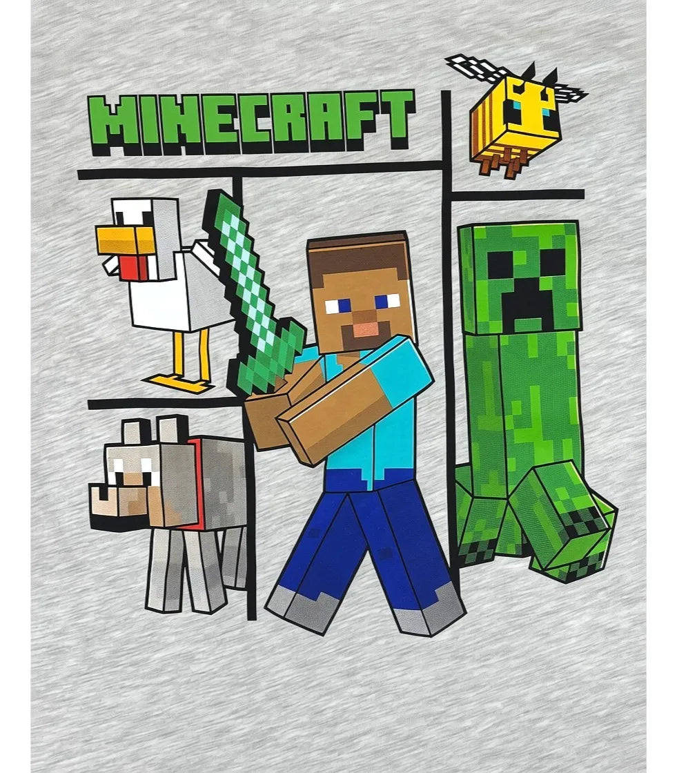 Pijama Minecraft Pantalón Y Playera Para Niños Gris Minecraft 12