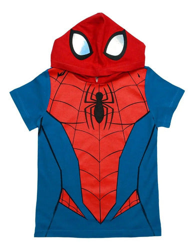 Playera Spider-man Tipo Disfraz Armadura Marvel Para Niños — Azul