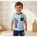 Conjunto Bluey bebé short y playera azul