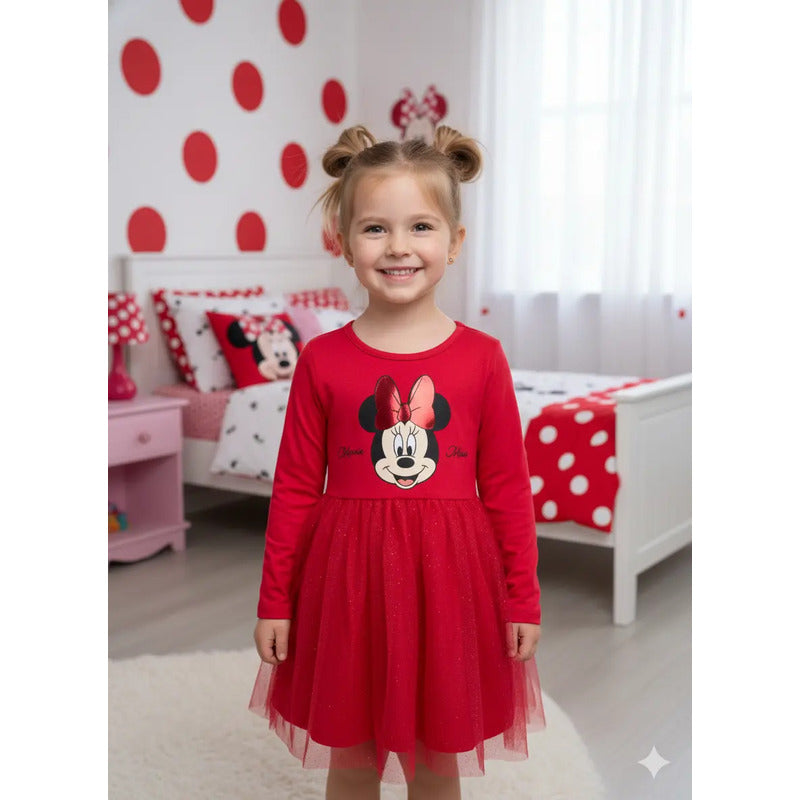 Vestido Minnie Mouse Para Niñas Disney