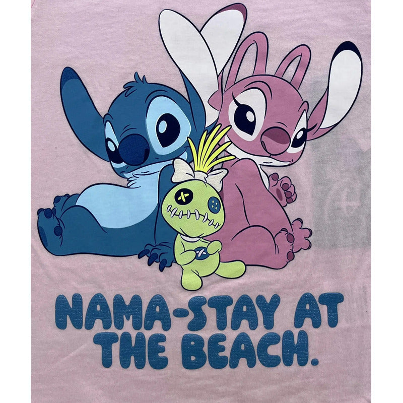 Pijama Stitch Disney niña vista frontal rosa