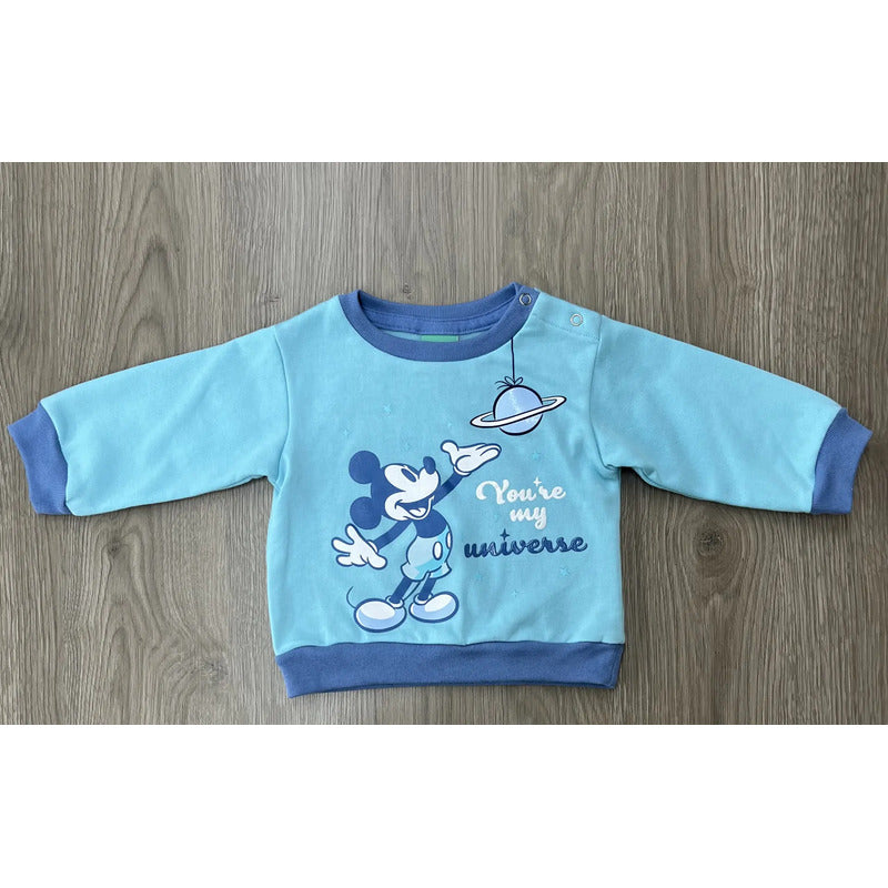 Conjunto Mickey Mouse bebé jogger celeste estampado