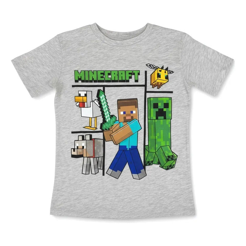 Pijama Minecraft niño pantalón gris estampado