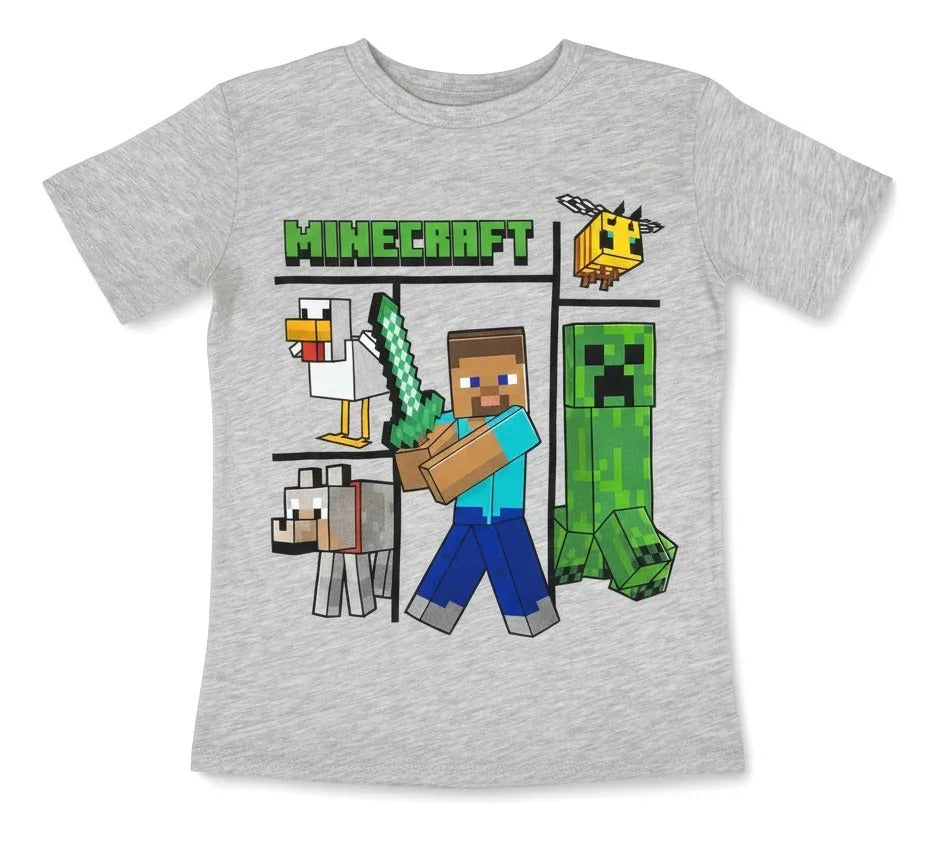 Pijama Minecraft Pantalón Y Playera Para Niños Gris Minecraft 12