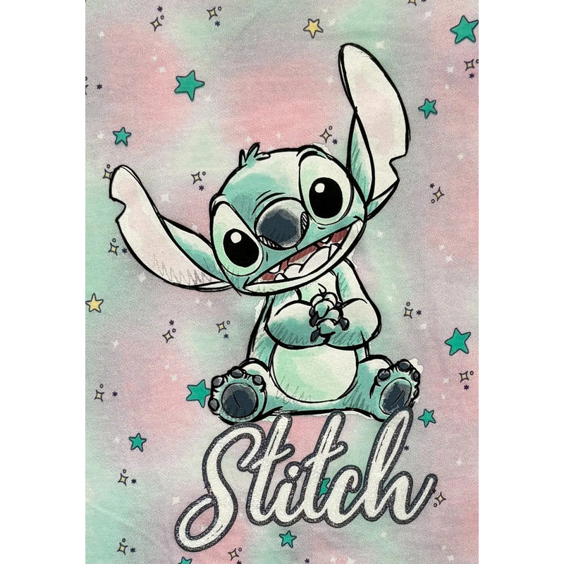 Camisón Stitch Disney niña rosa azul claro detalle