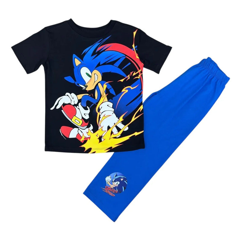 Pijama Sonic niño playera manga corta negra