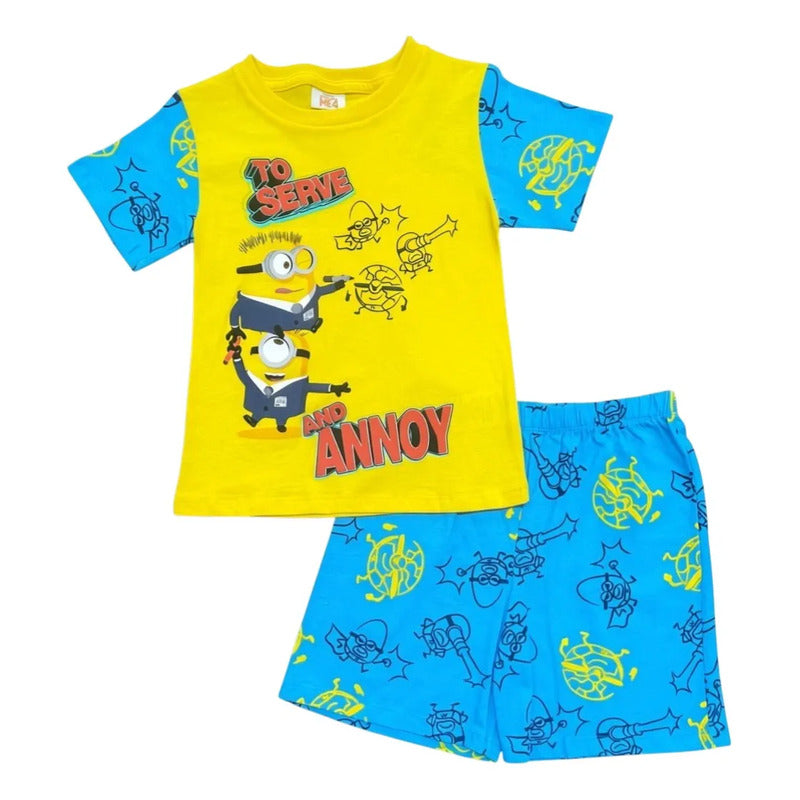 Pijama Minions niño playera manga corta amarilla