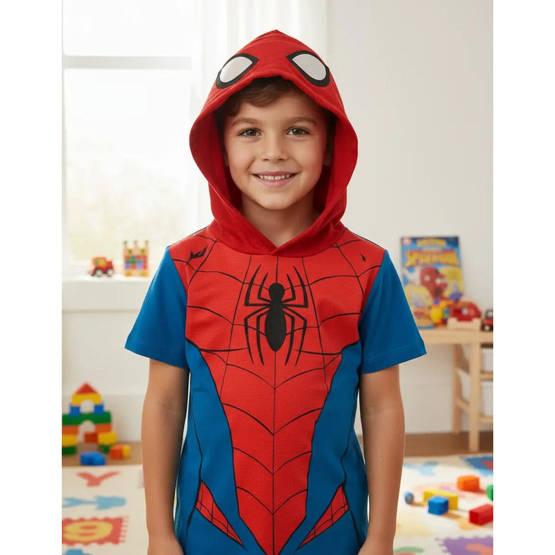 Playera Spider-man Tipo Disfraz Armadura Marvel Para Niños