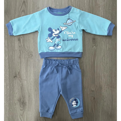 Conjunto Mickey Mouse bebé sudadera celeste vista frontal