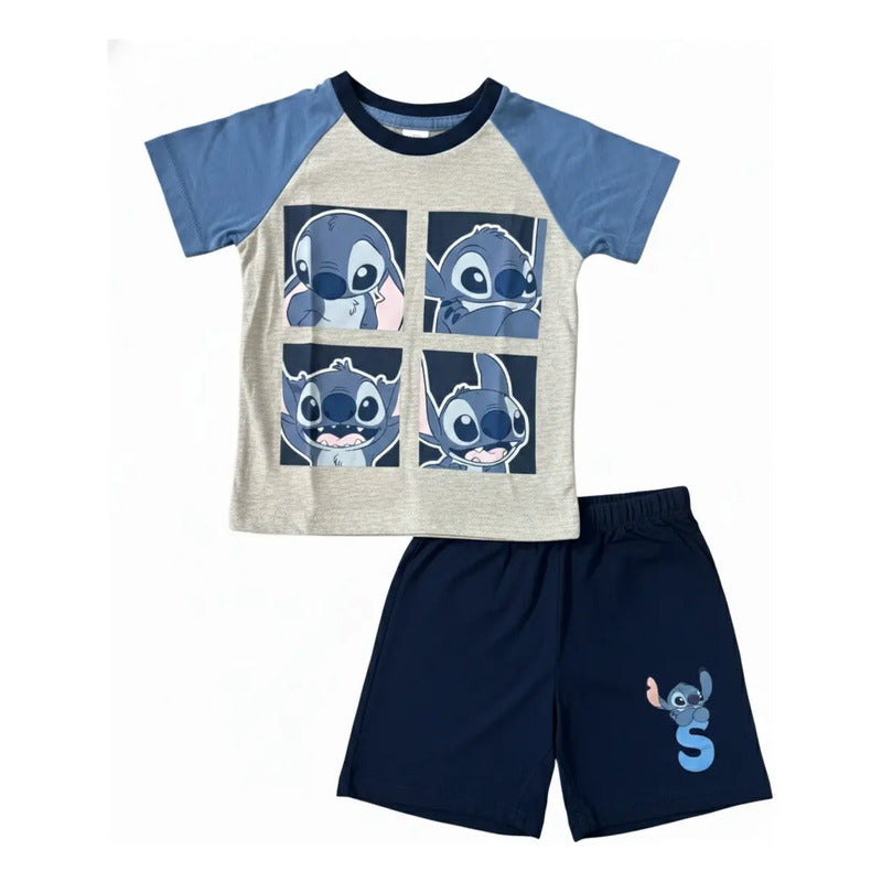 Pijama Stitch Disney Para Niños Shorts Y Playera
