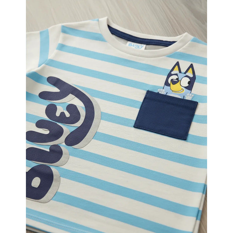 Conjunto Bluey bebé vista frontal azul