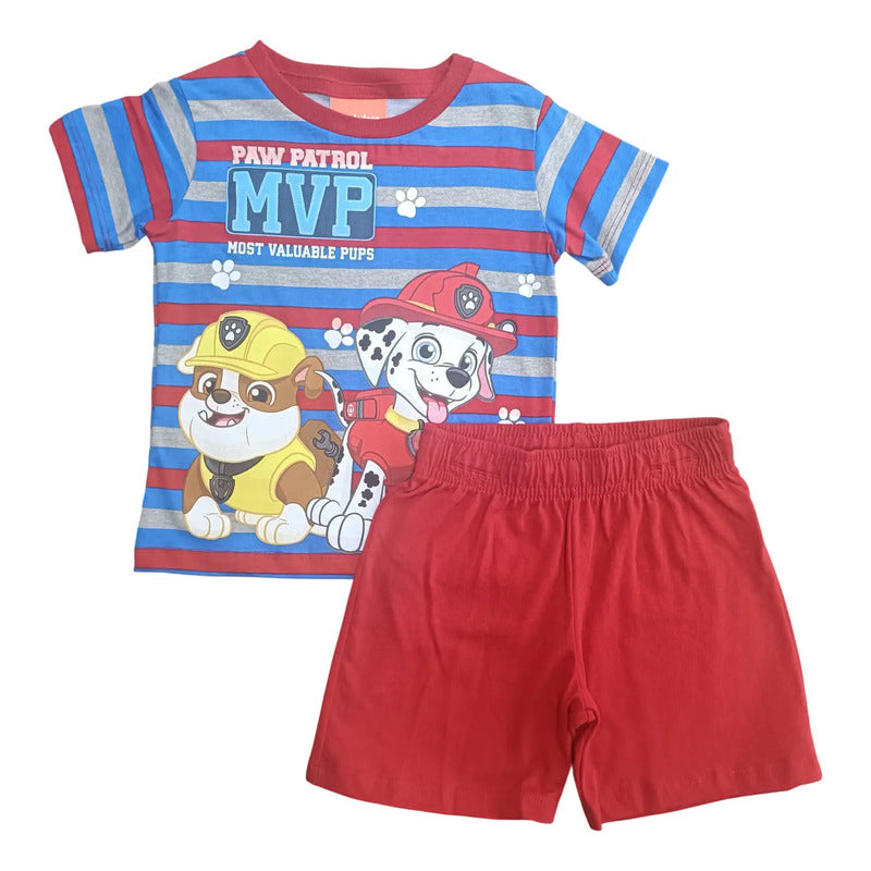 Pijama Paw Patrol bebé niño playera manga corta roja