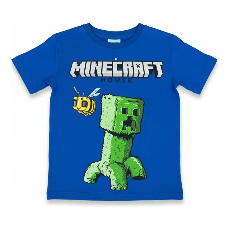 Pijama Minecraft Movie niño pantalón azul estampado bees
