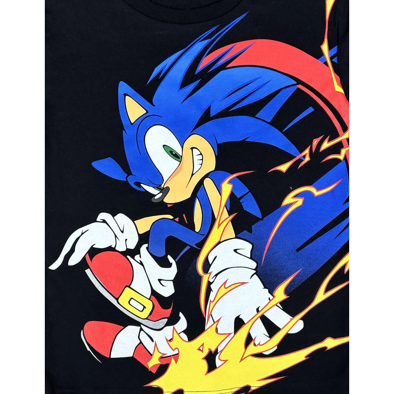 Pijama Sonic niño vista frontal negro