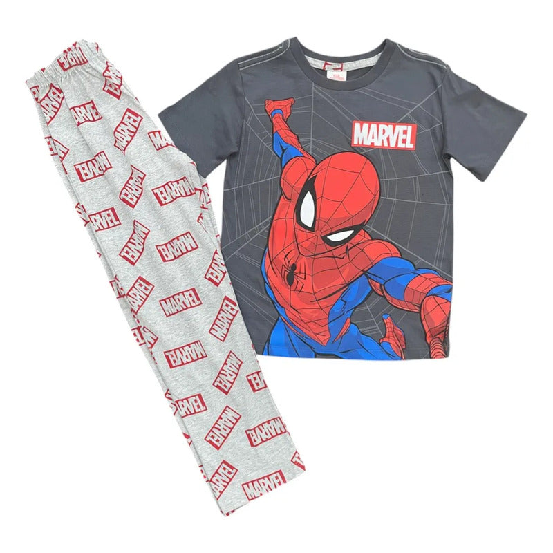 Pijama Spider-Man niño playera manga corta gris