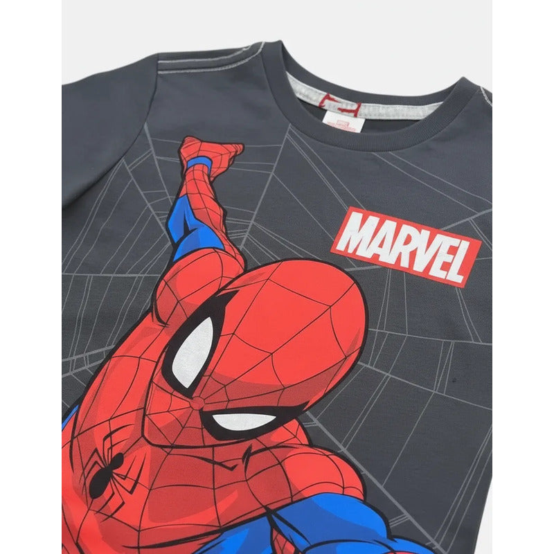 Pijama Spider-Man niño vista frontal gris liso
