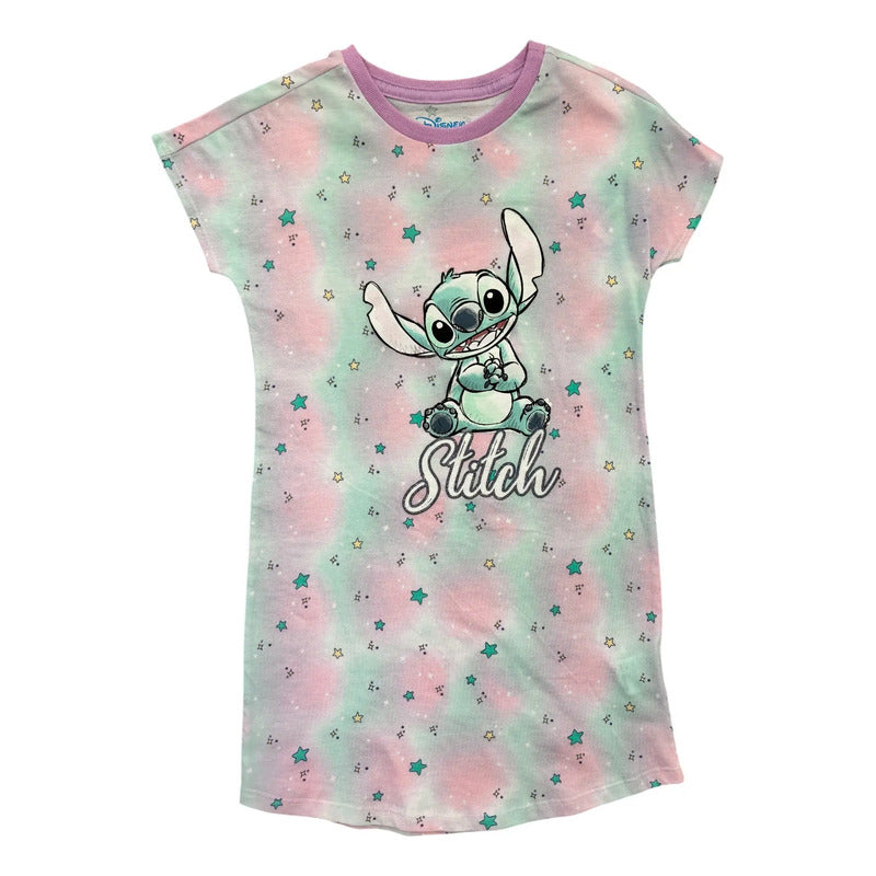 Camisón Stitch Disney niña rosa estampado colorido