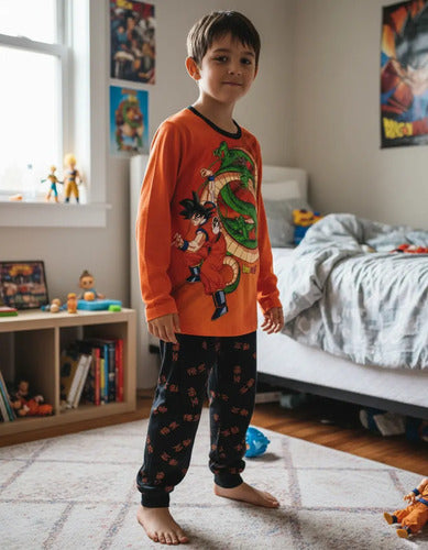 Pijama Dragon Ball Z Niños Set 2 Piezas Original — Naranja