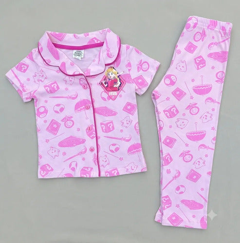 Pijama Princesas De Mario Bross Para Niña Pantalón Y Playera Rosa Liso 4