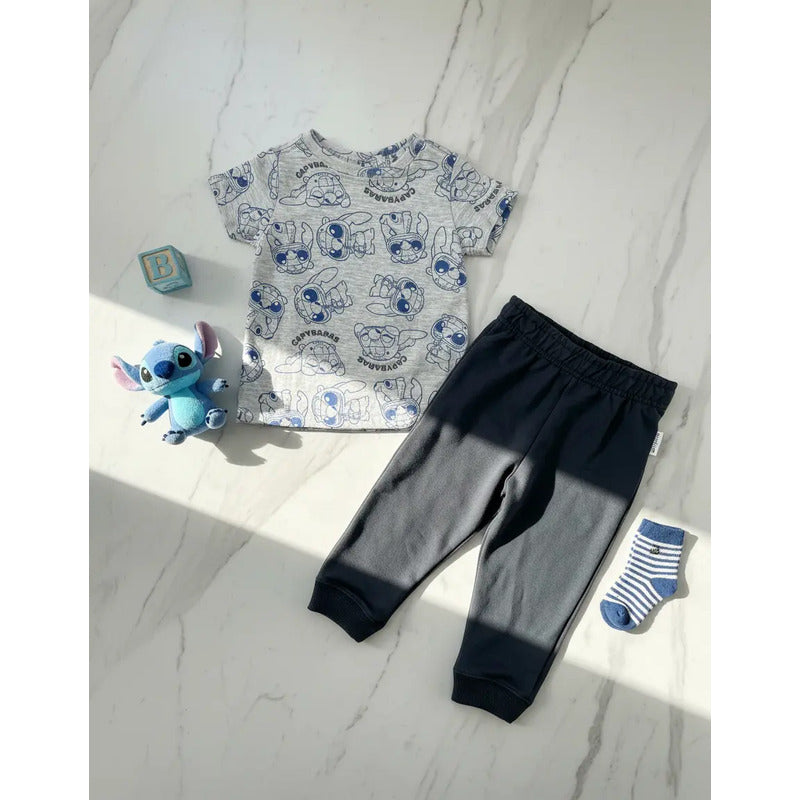 Conjunto Stitch Disney Para Bebe Niño Pantalón Y Playera