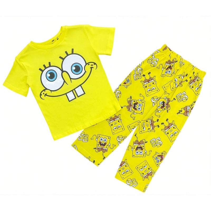 Pijama Bob Esponja niño playera manga corta amarilla