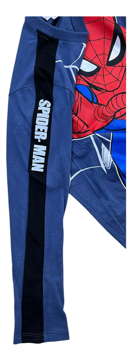 Playera Manga Larga Spider-Man para Niño — Negro y Azul
