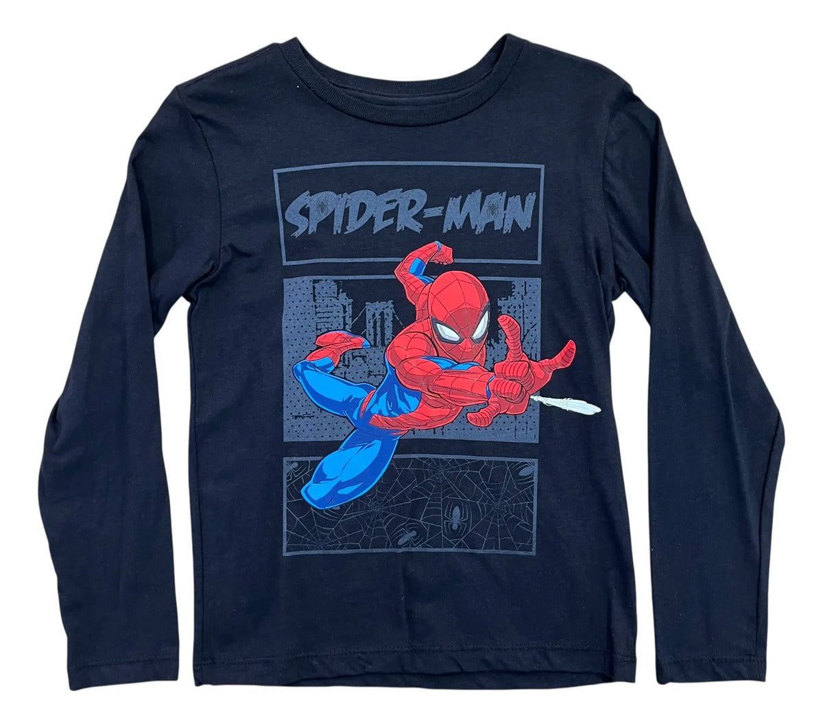 Playera Manga Larga Spider-Man para Niño — Negro y Azul