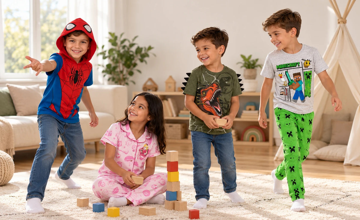 Niños jugando con ropa Blip Kids