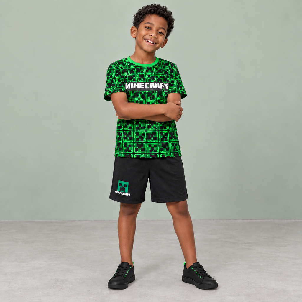 Conjunto Short Y Playera Para Niños Minecraft — 01-portada