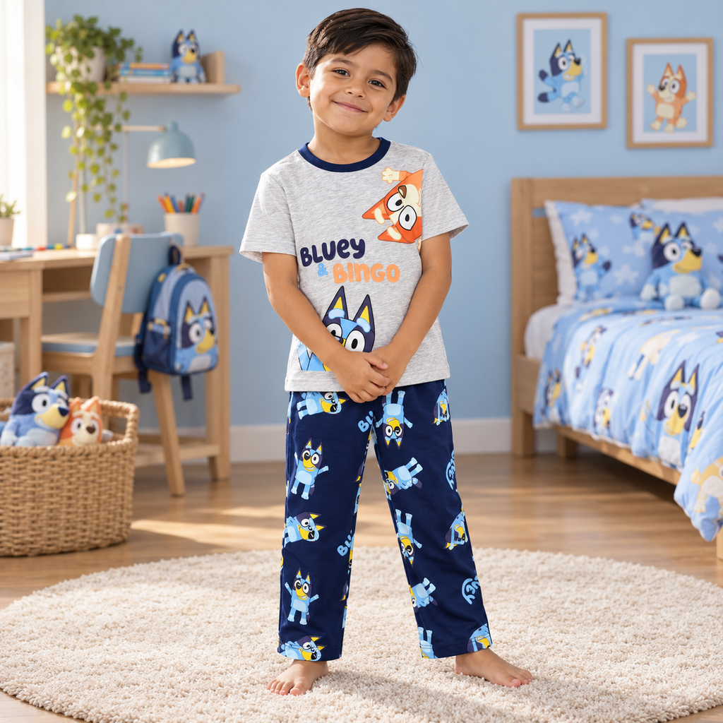 Pijama Bluey y Bingo gris y azul marino — 1-portada