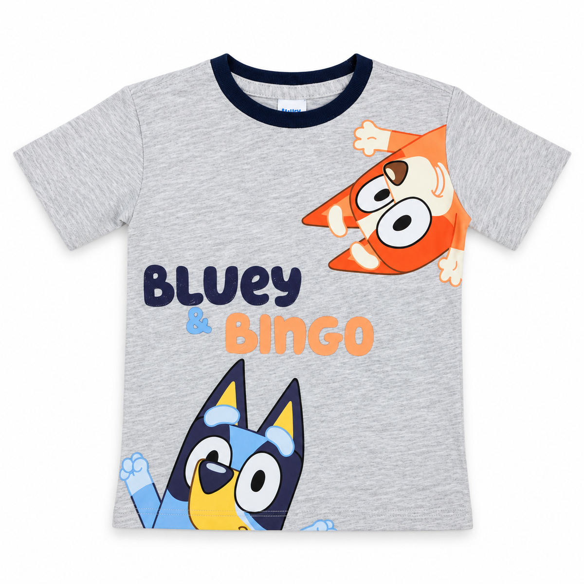 Pijama Bluey y Bingo gris y azul marino — 4-flat-lay-playera